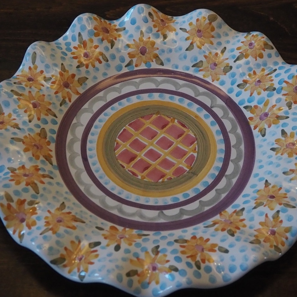 McKenzie Childs Retired Pattern Fluted Dinner Plate
